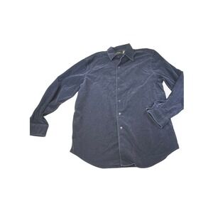 Joseph Abboud Corduroy Button Down Shirt Mens XL Navy Blue Long Sleeve